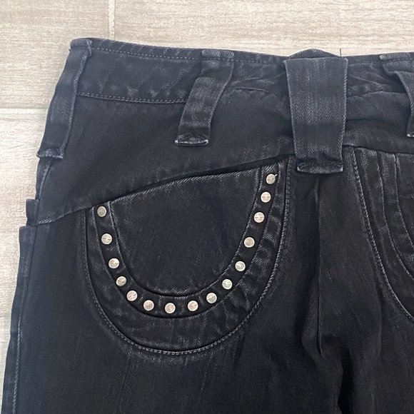 Vintage GHG Mid-Rise Straight Leg Studded Pocket Jeans in Black Denim Size 29 - Picture 10 of 15